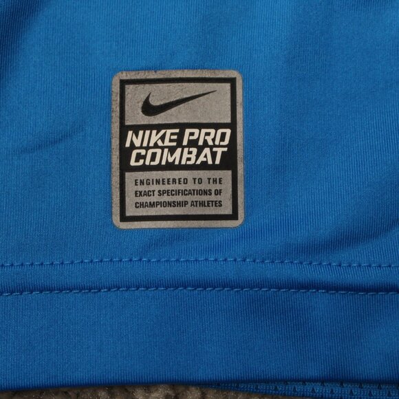 Nike Pro Combat Shirt Adult Medium Blue Swingman Fitted Long Sleeve Pullover - Picture 6 of 15